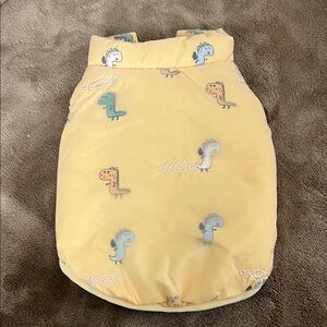Yellow Dinosaur Print Dog Puffer Jacket Winter Vest